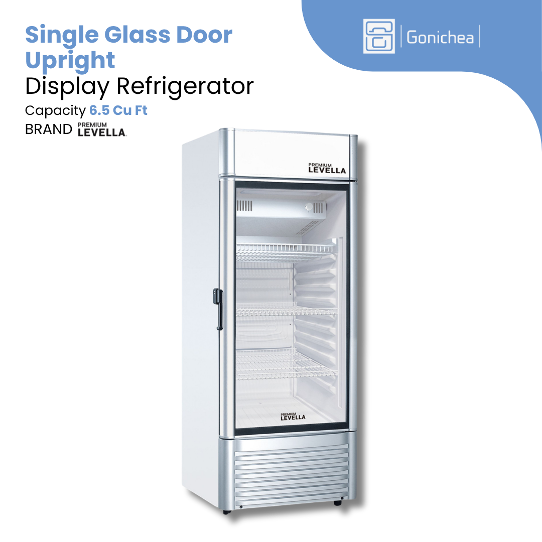 PREMIUM LEVELLA® 3.1 Cu. F.t Single Glass Door Upright Display Refrigerator. Merchandiser Refrigerator - Silver | Residential/Commercial.