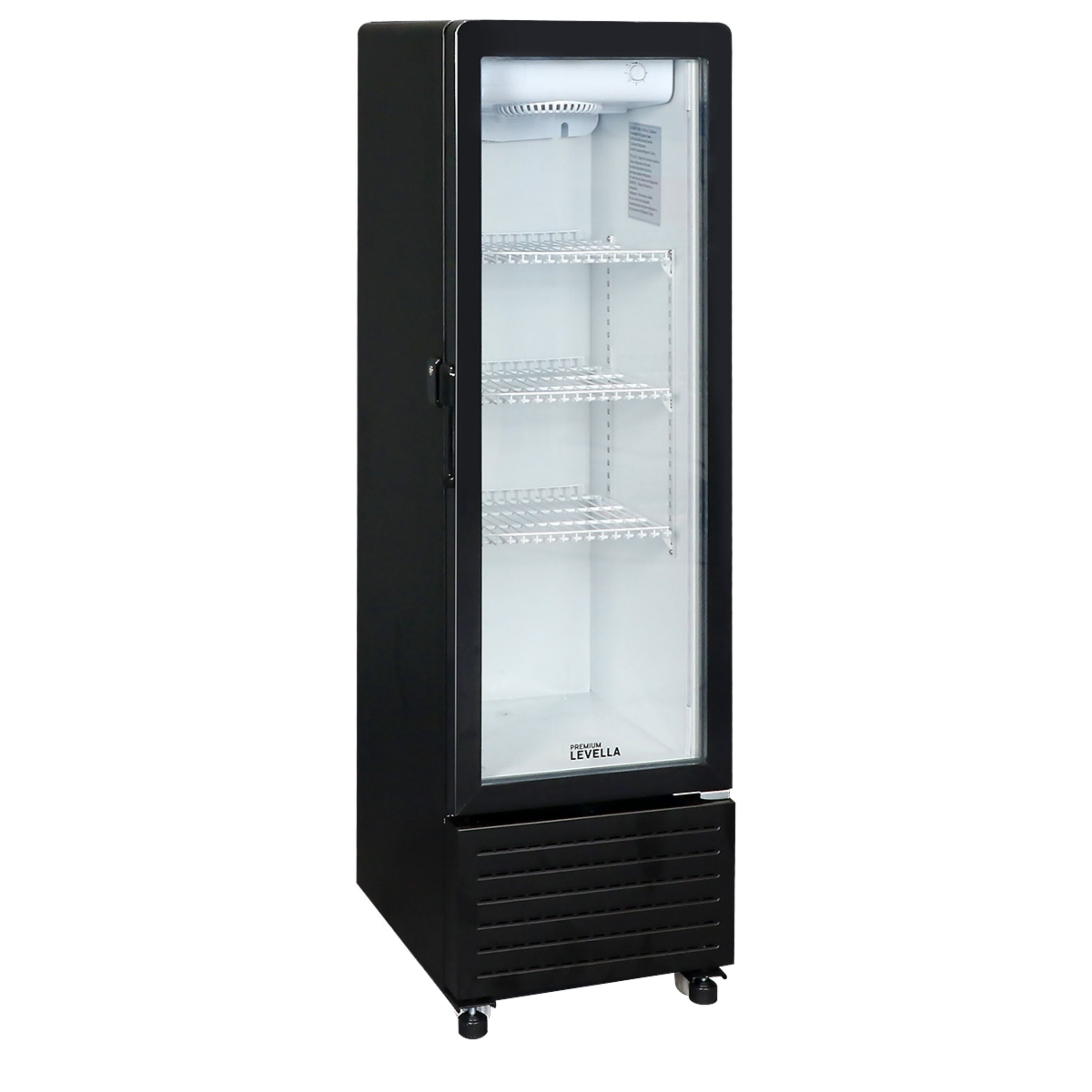 Premium Levella® 4.9 Cu. Ft. Single Glass Door Upright Display Refrigerator - Black | Residential/Commercial.