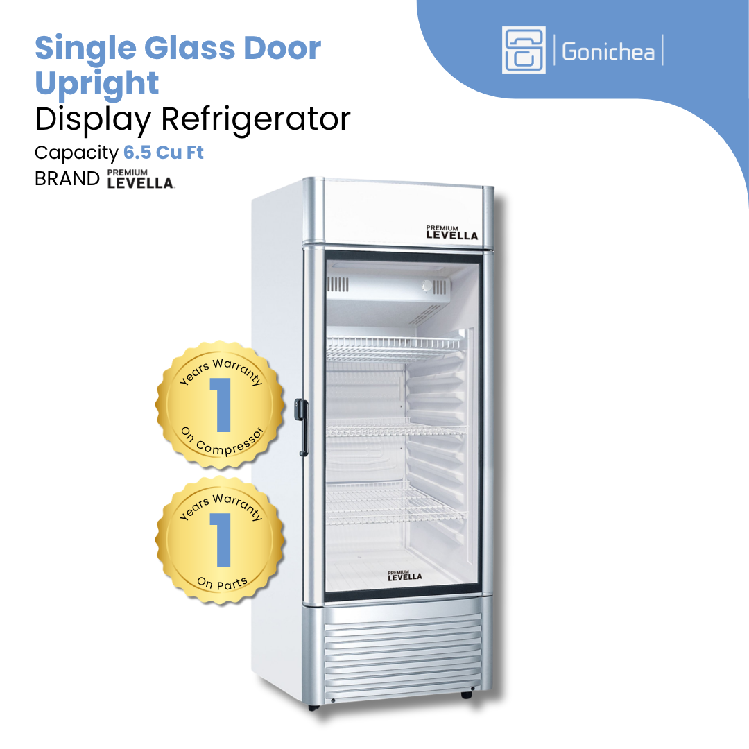 PREMIUM LEVELLA® 3.1 Cu. F.t Single Glass Door Upright Display Refrigerator. Merchandiser Refrigerator - Silver | Residential/Commercial.