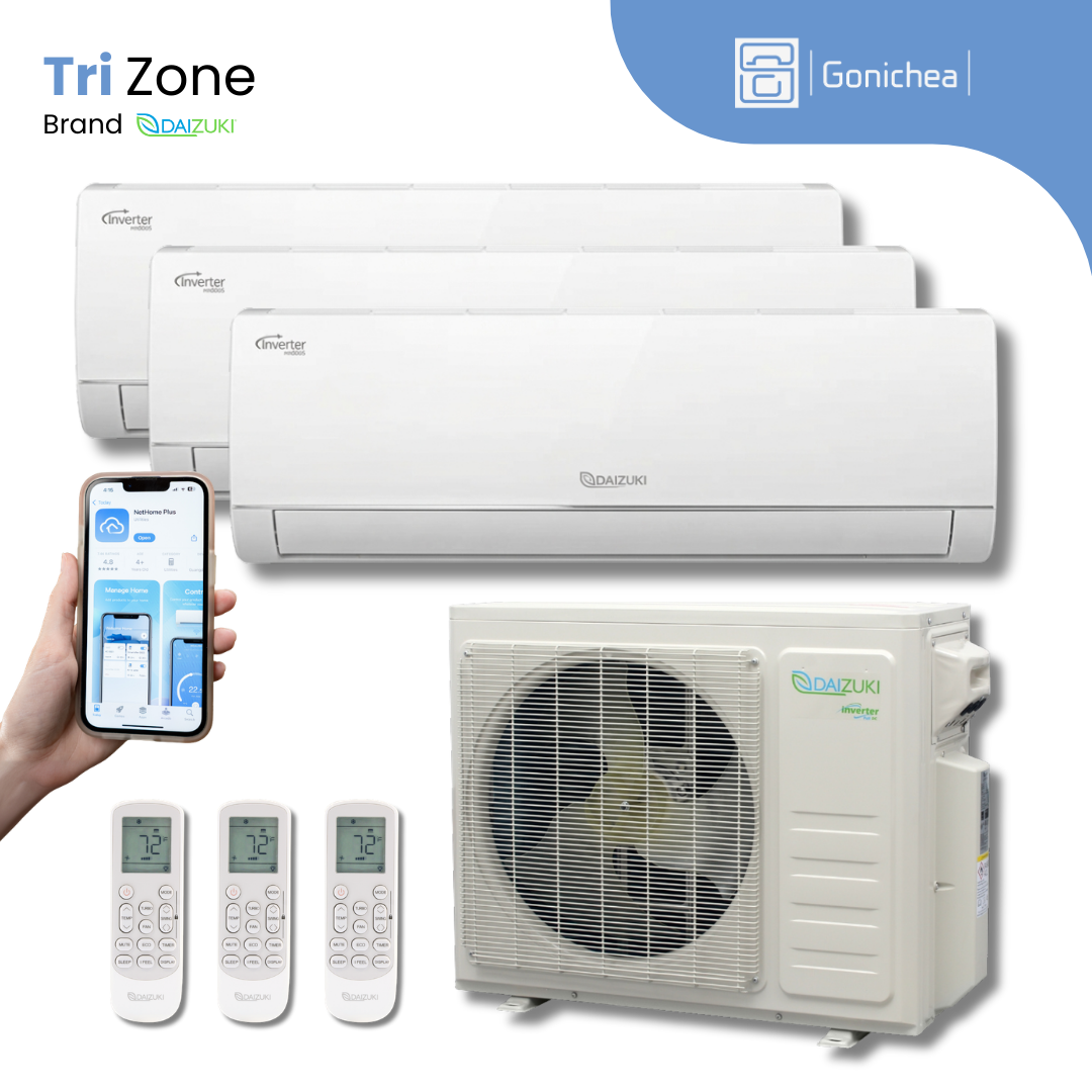 Tri Zone 24 SEER2 Ductless Mini Split Air Conditioner Inverter Wifi Heat Pump