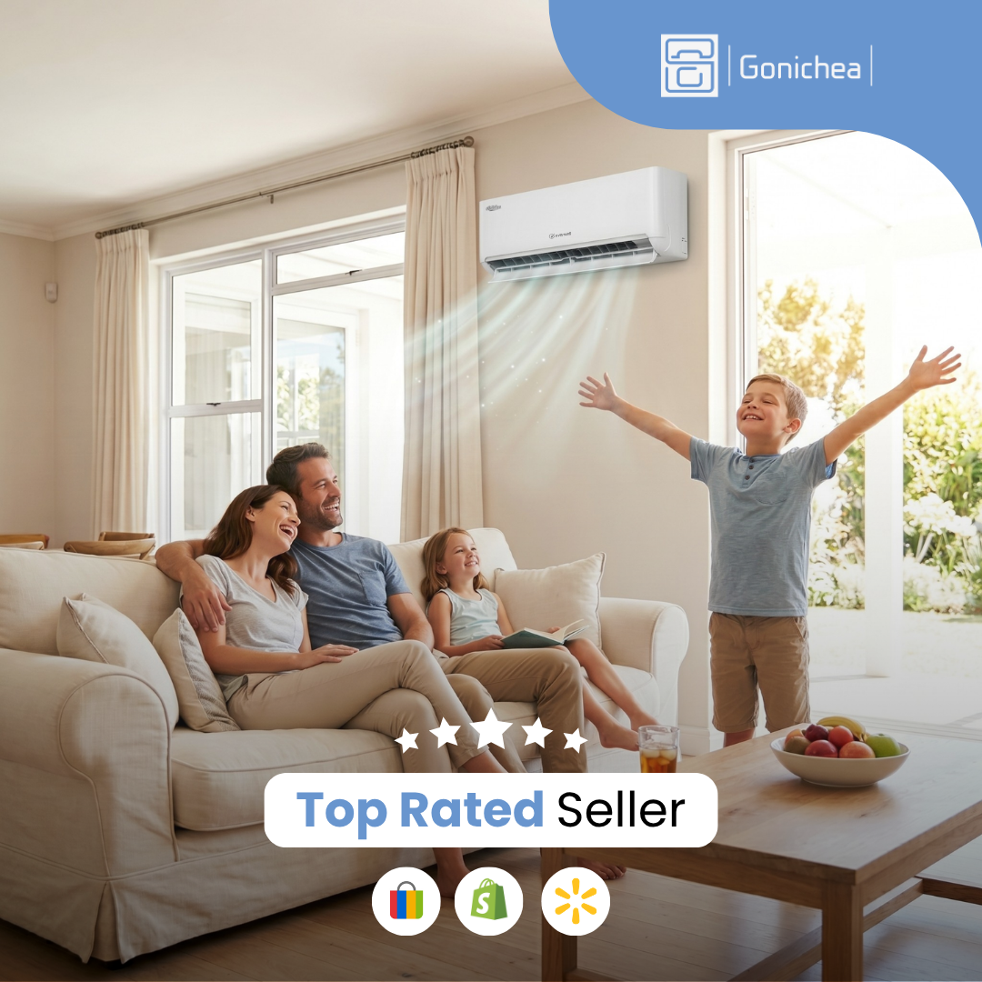 Everwell® 11,500 BTU 17 SEER2 Ductless Mini-Split Inverter Air Conditioner Only Cold System Full Set 115V.