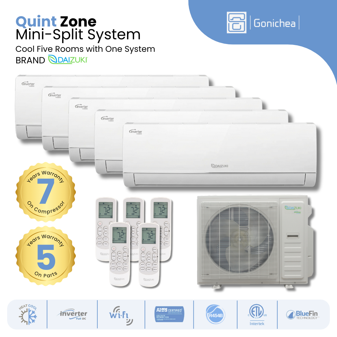 Quint zone 22 SEER2 Ductless Mini Split Air Conditioner Inverter Wifi Heat Pump