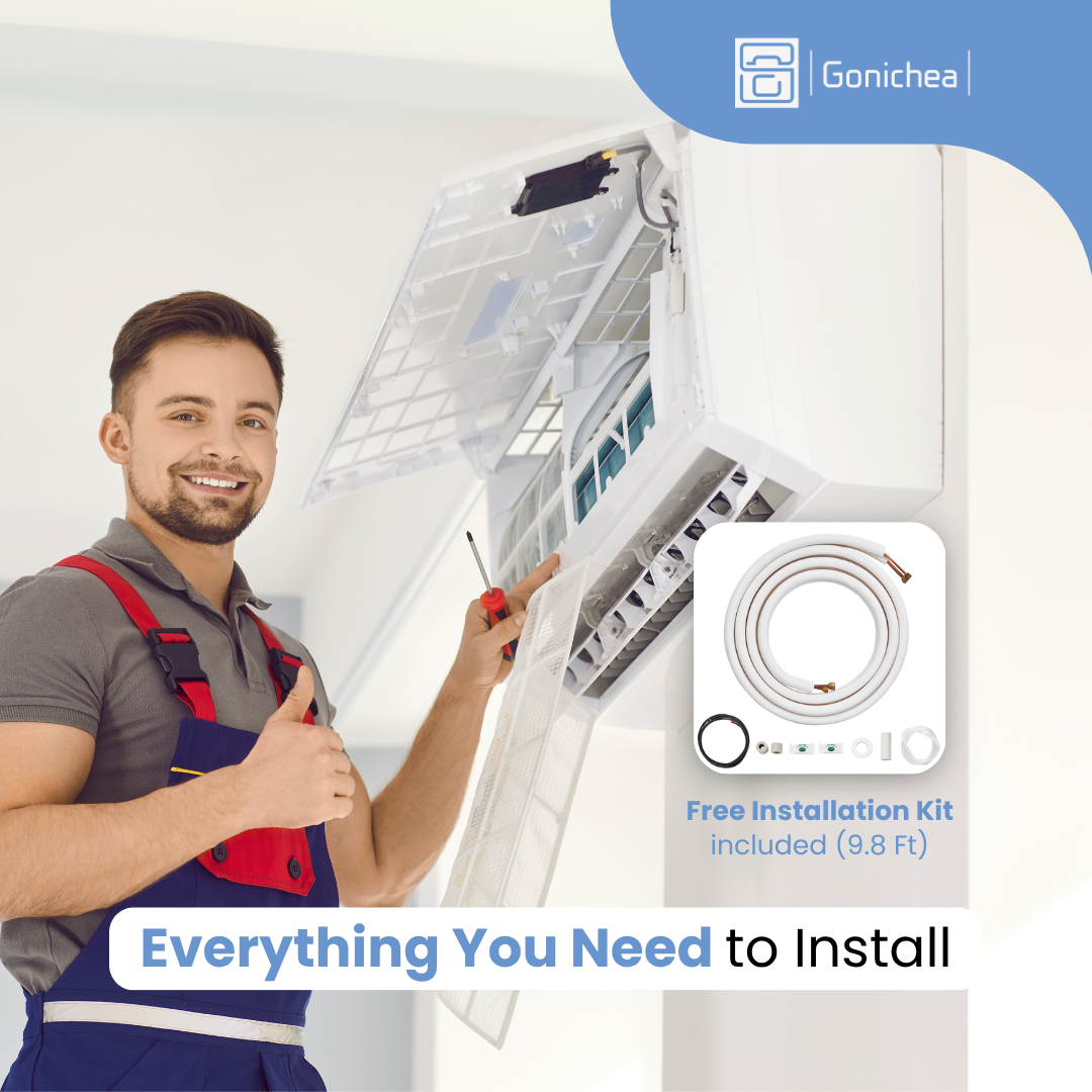 Everwell® 11,500 BTU 17 SEER2 Ductless Mini-Split Inverter Air Conditioner Only Cold System Full Set 115V.