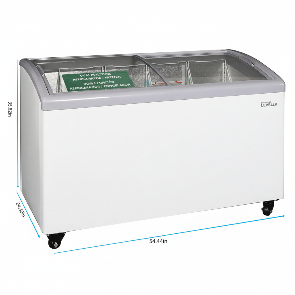 Congelador con puerta de vidrio curvo de 10,9 pies cúbicos, Premium Levella®.