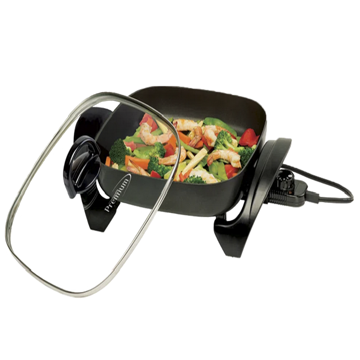 Premium -1200 W Electric Skillet Non-stick coating High domed glass lid