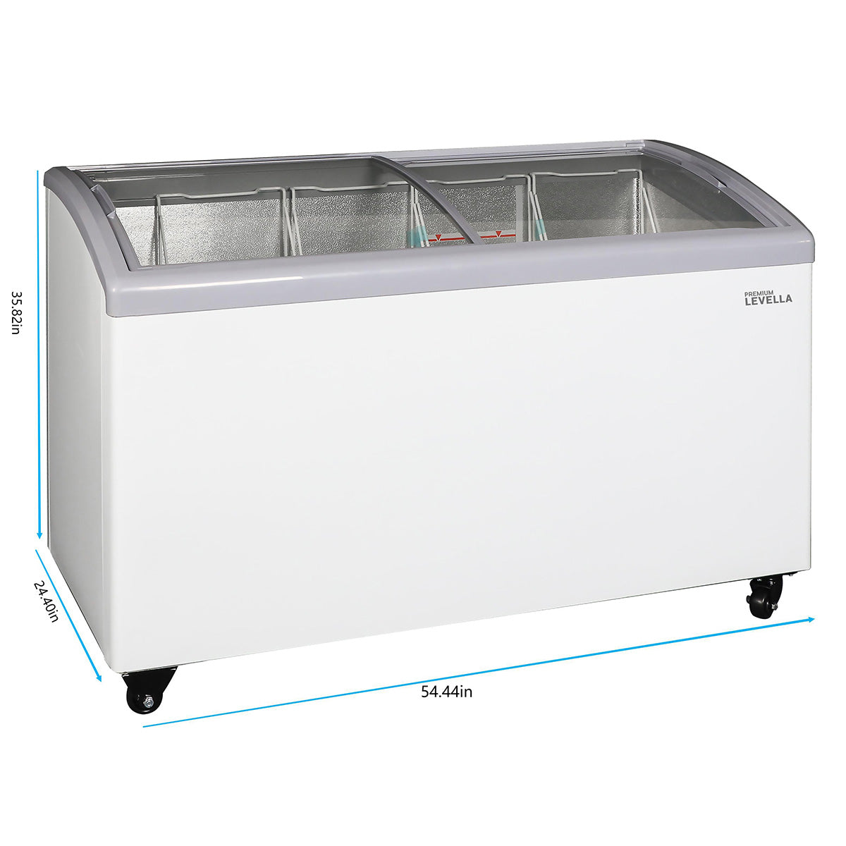 Premium Levella® 10.9 Cu. Ft. Curved Glass Door Freezer Display.
