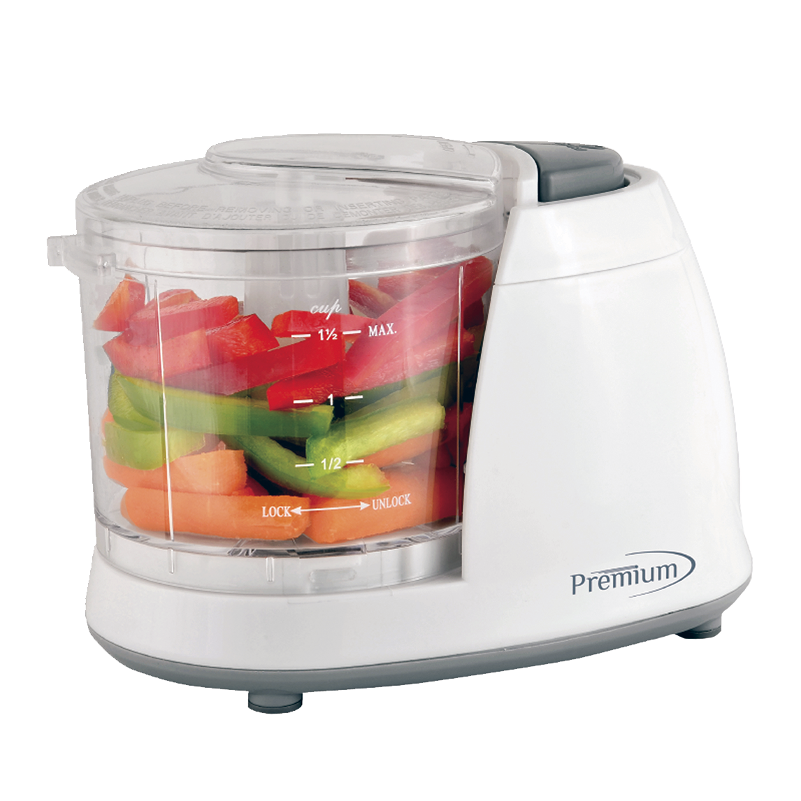 Premium White Electrci Mini Food Chopper 1.5 Cups Stainless Steel Blades 100W