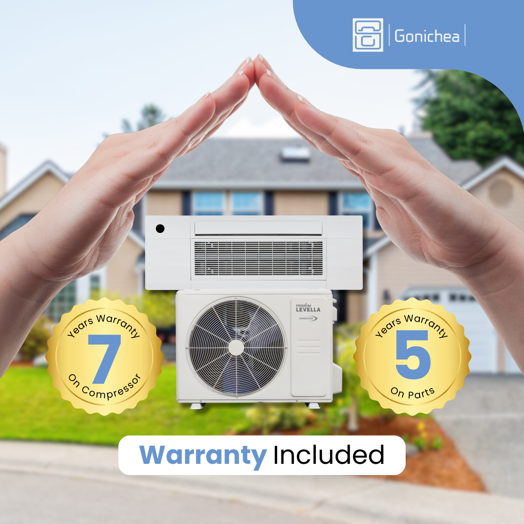 Sistema completo de aire acondicionado con bomba de calor Inverter mini-split sin ductos Premium Levella® de 9,000 BTU y 21.7 SEER2, 230 V. Incluye WIFI.