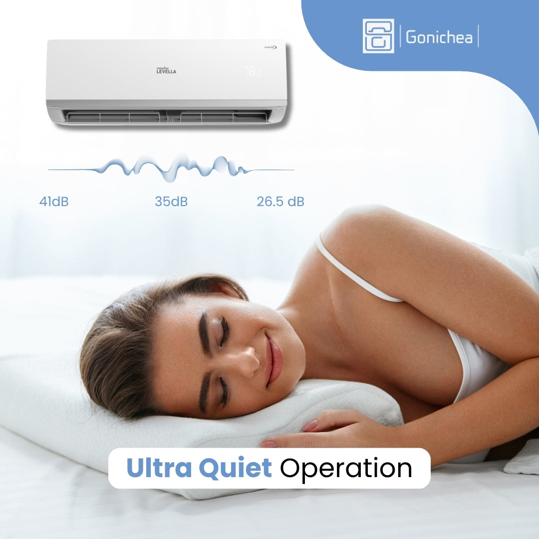 Sistema completo de aire acondicionado con bomba de calor Inverter mini-split sin ductos Premium Levella® de 18,000 BTU y 17 SEER2 de 230 V.