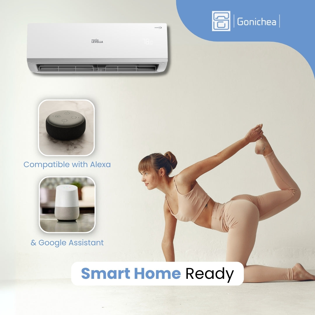 Sistema completo de aire acondicionado con bomba de calor Inverter mini-split sin ductos Premium Levella® de 18,000 BTU y 17 SEER2 de 230 V.