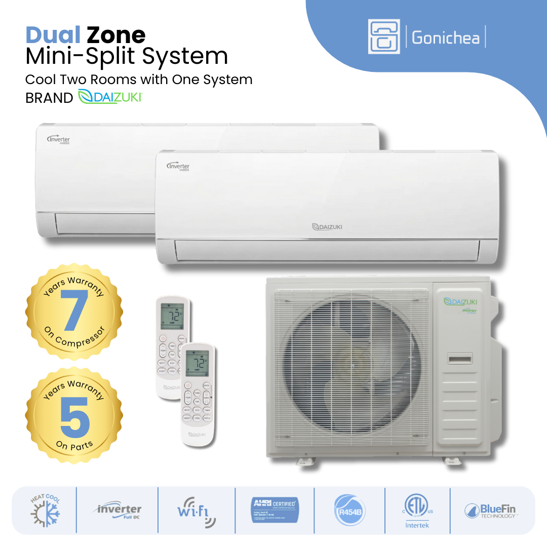 Dual Zone 24.0 SEER2 Multi Split Inverter Air Conditioner Cold & Heat Pump 230V