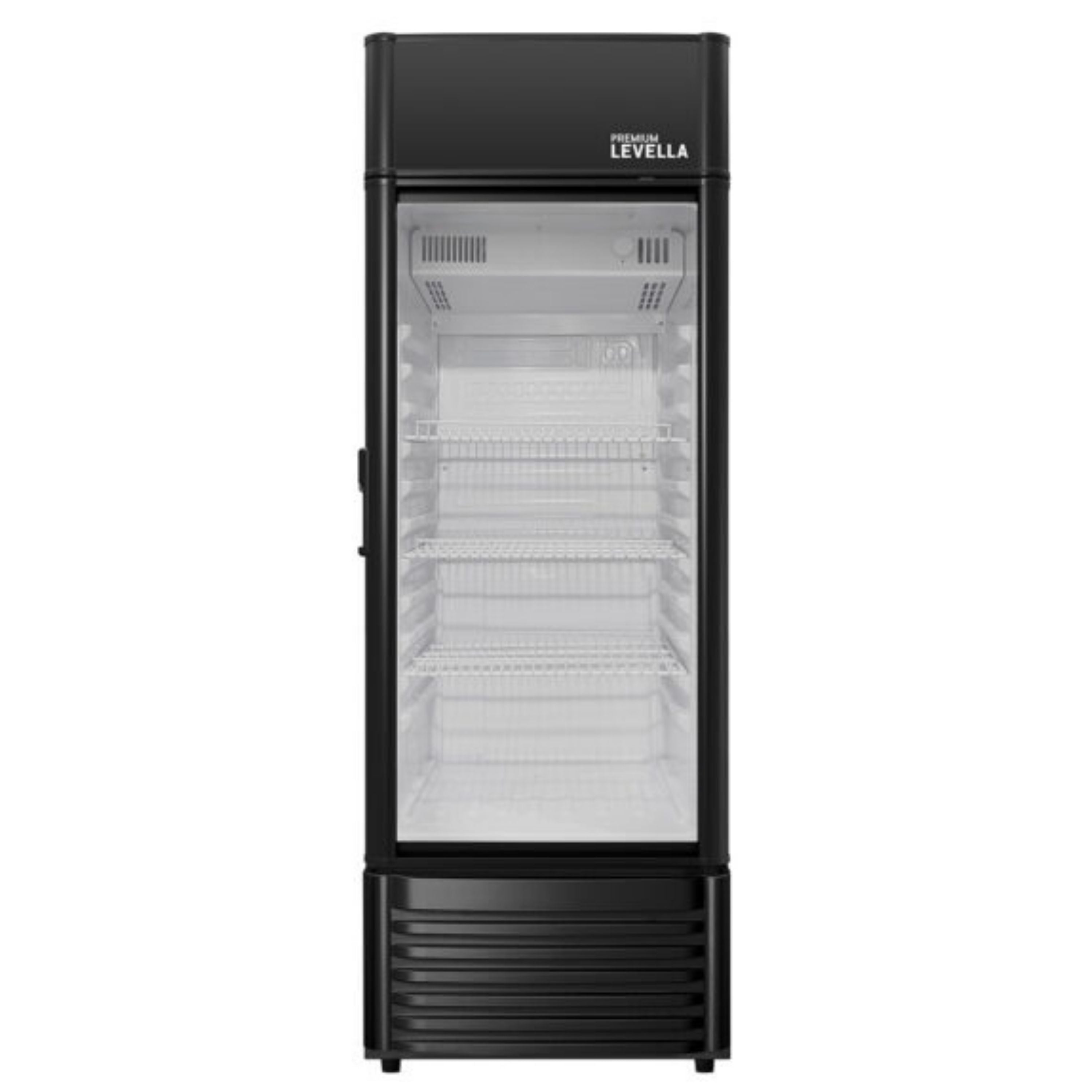 Refrigerador vertical de exhibición Premium Levella® de 6.5 pies cúbicos con puerta de vidrio simple. Refrigerador expositor.