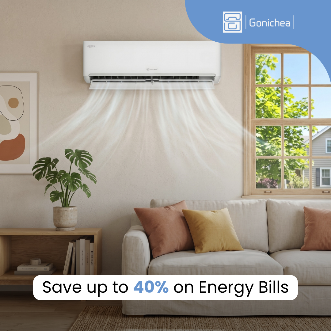 Everwell® 23,000 BTU 20 SEER2 Ductless Mini-Split Inverter Air Conditioner Heat Pump System Full Set 220V.