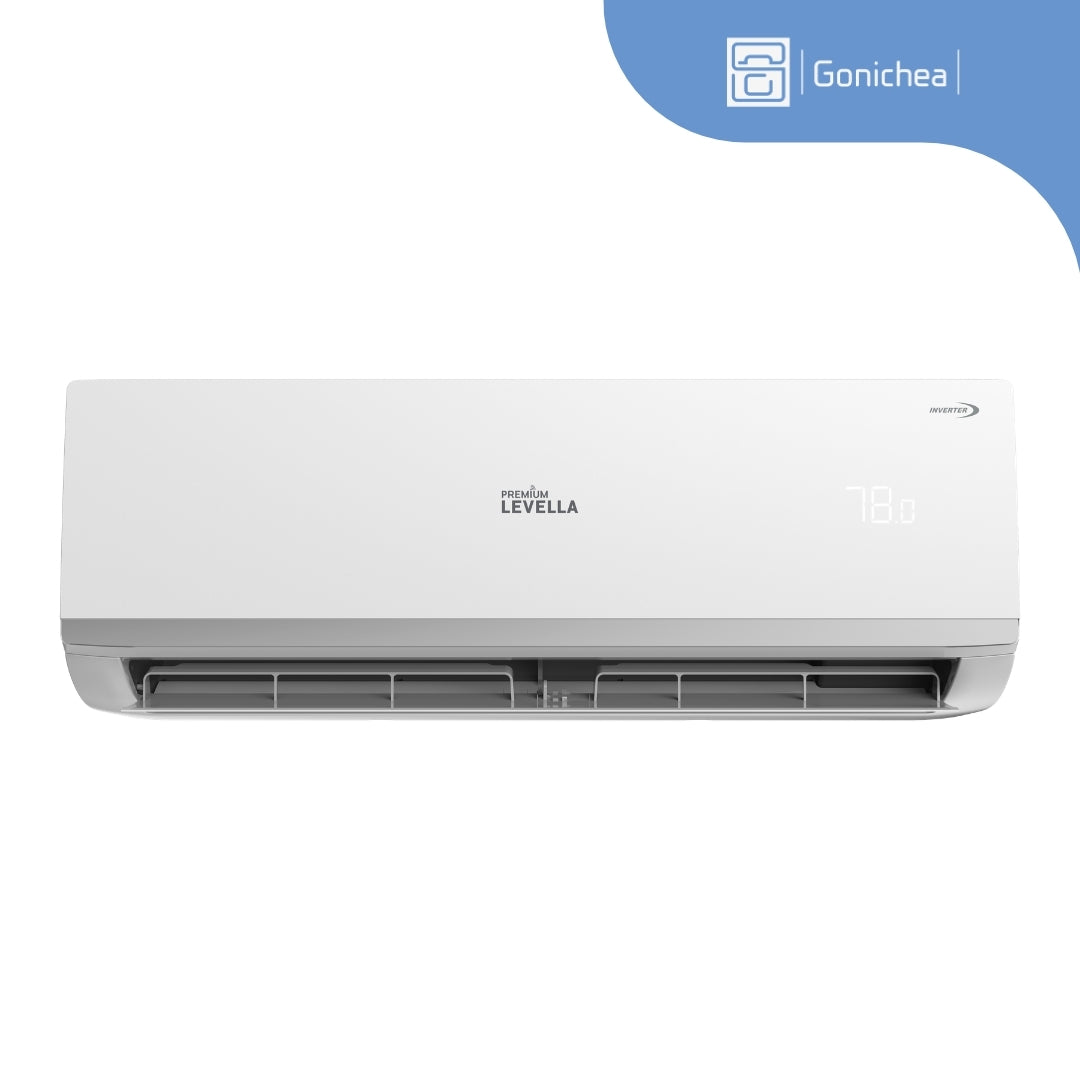 Sistema completo de aire acondicionado con bomba de calor Inverter mini-split sin ductos Premium Levella® de 18,000 BTU y 17 SEER2 de 230 V.