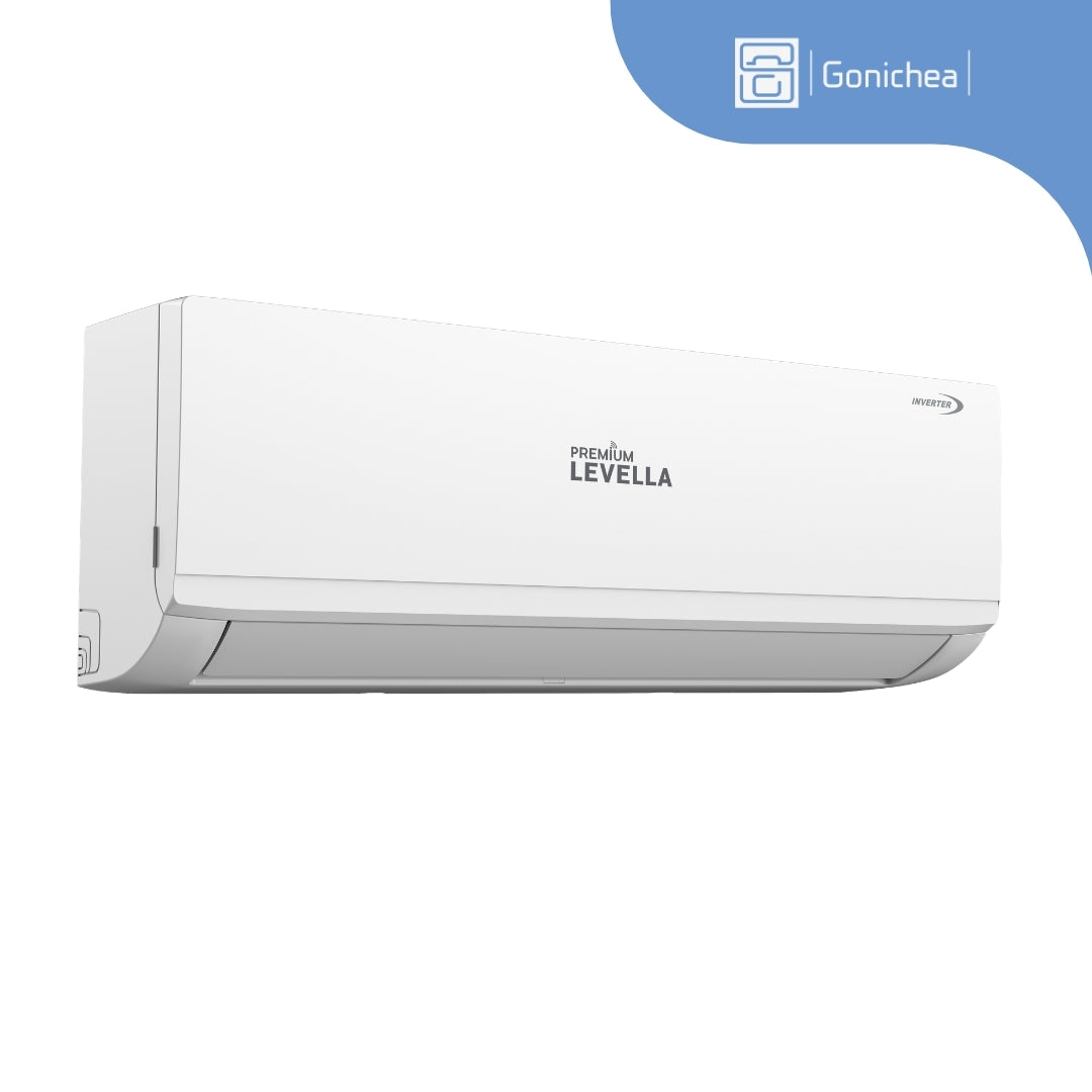 Sistema completo de aire acondicionado con bomba de calor Inverter mini-split sin ductos Premium Levella® de 18,000 BTU y 17 SEER2 de 230 V.