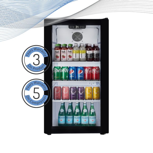 Premium Levella®  3.1 Cu. F.t Single Glass Door Upright Display Cooler. Merchandiser Refrigerator.