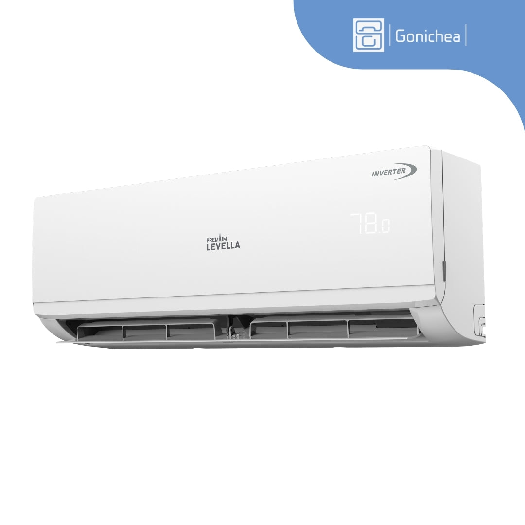 Sistema completo de aire acondicionado con bomba de calor Inverter mini-split sin ductos Premium Levella® de 18,000 BTU y 17 SEER2 de 230 V.