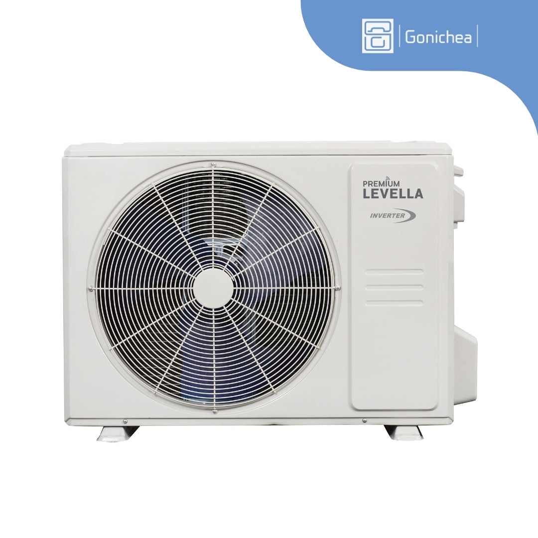 Sistema completo de aire acondicionado con bomba de calor Inverter mini-split sin ductos Premium Levella® de 18,000 BTU y 17 SEER2 de 230 V.