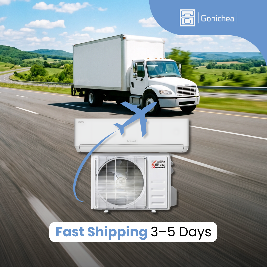 Everwell® 23,000 BTU 20 SEER2 Ductless Mini-Split Inverter Air Conditioner Heat Pump System Full Set 220V.