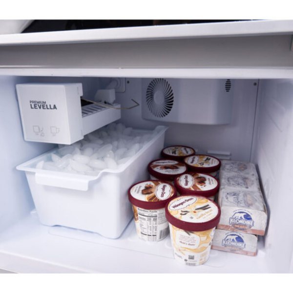 Premium Levella® 12.5 Cu. Ft. Single Glass Door Upright Display Cooler Refrigerator with Automatic Ice Maker