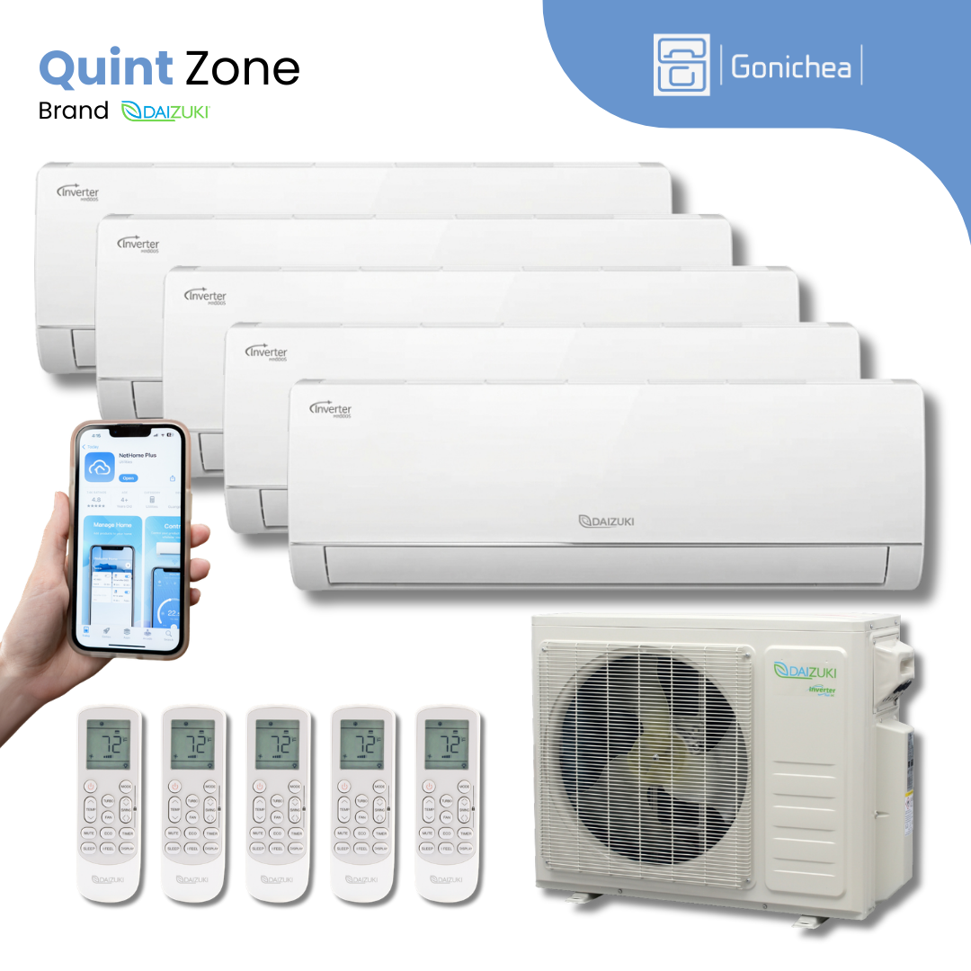 Aire acondicionado minisplit sin conductos Quint Zone 24 SEER2, inversor, wifi, bomba de calor