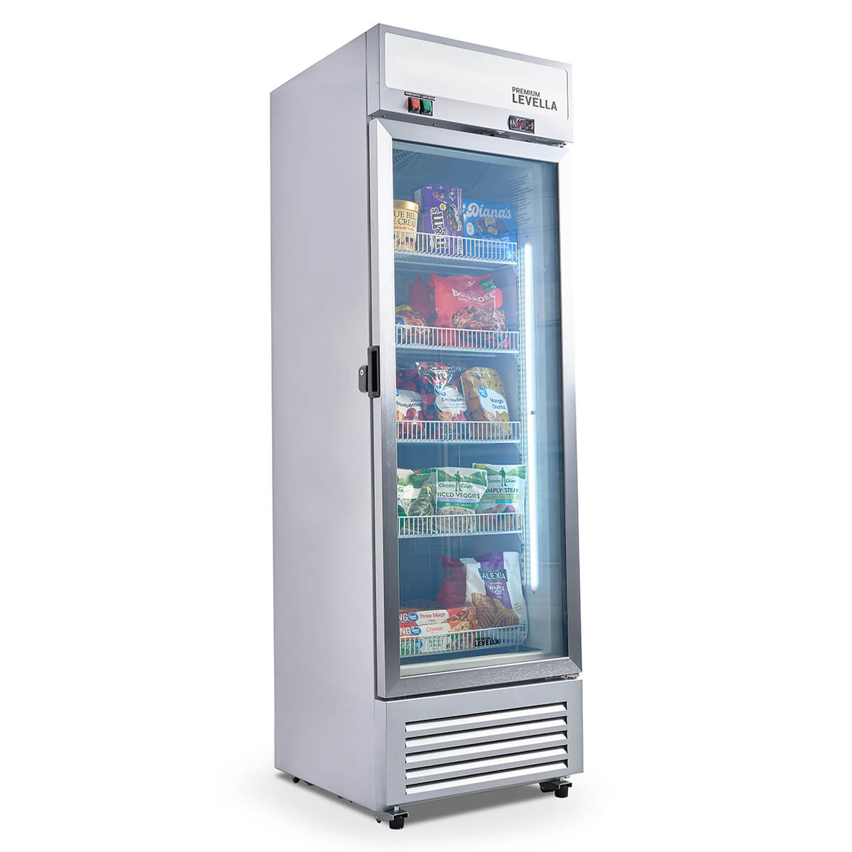Congelador vertical de exhibición Premium Levella® de 11.6 pies cúbicos con puerta de vidrio simple