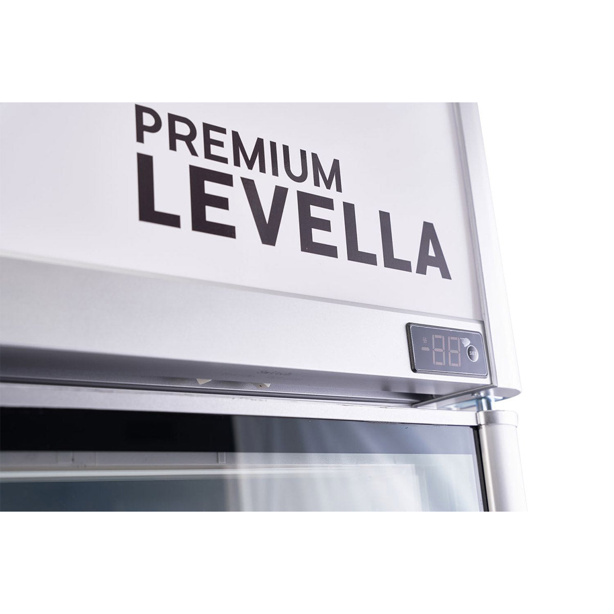 Refrigerador vertical de exhibición Premium Levella® de 21 pies cúbicos. Refrigerador expositor.