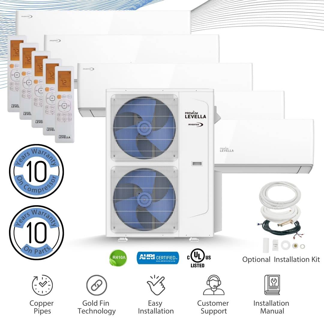 Quint zone 24 SEER2 Ductless Mini Split Air Conditioner Inverter Wifi Heat Pump