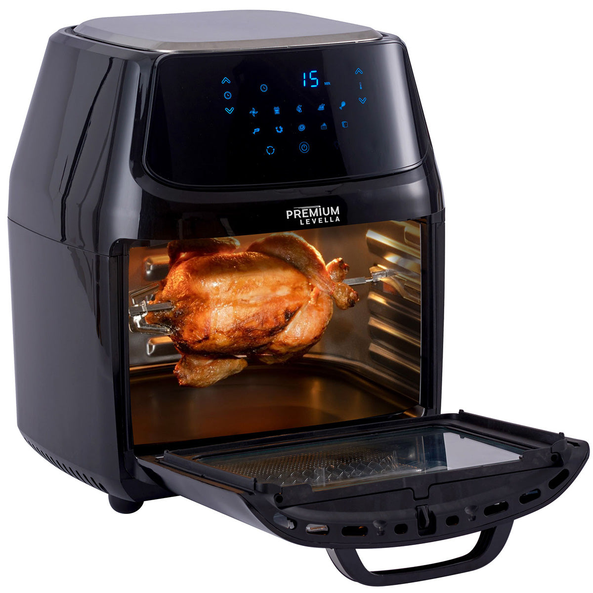 Premium Levella® 16.9 Quart Push Button Air Fryer With Auto Shut-Off - Black
