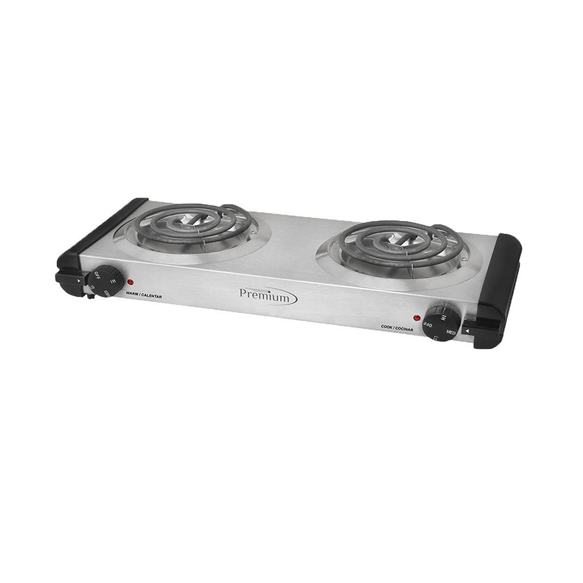 Quemador eléctrico doble premium de lujo Cuerpo de acero inoxidable Bandeja de goteo de metal 1000W