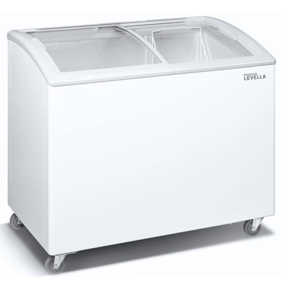 Congelador horizontal de exhibición Premium Levella® de 5,9 pies cúbicos, color blanco.