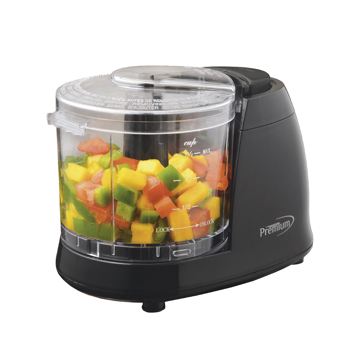 Mini picadora de alimentos eléctrica premium negra de 1,5 tazas con cuchillas de acero inoxidable de 100 W