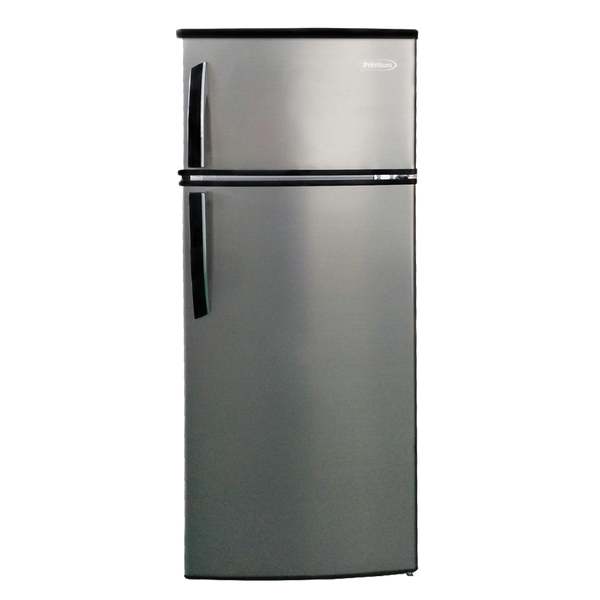 Premium 7.4 Cu Ft Top Freezer Compact Refrigerator Color Silver Glass