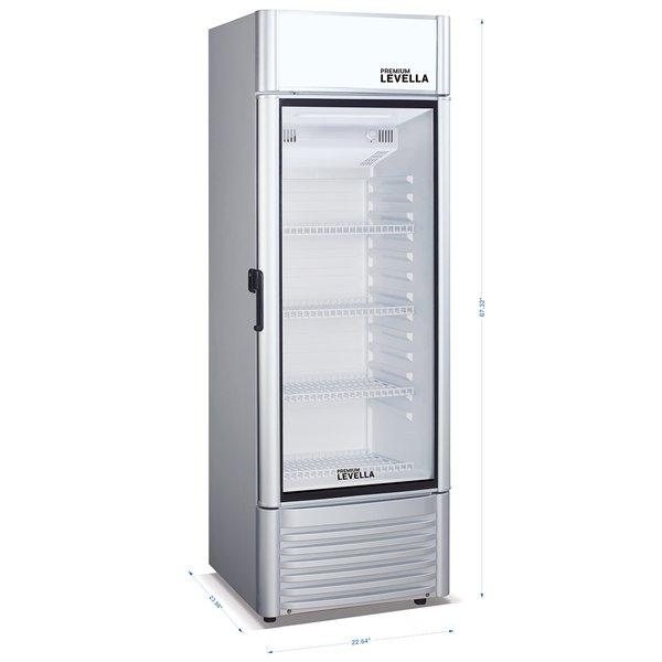 Premium Levella® 9.0 Cu. Ft. Single Glass Door Upright Display Cooler. Merchandiser Refrigerator