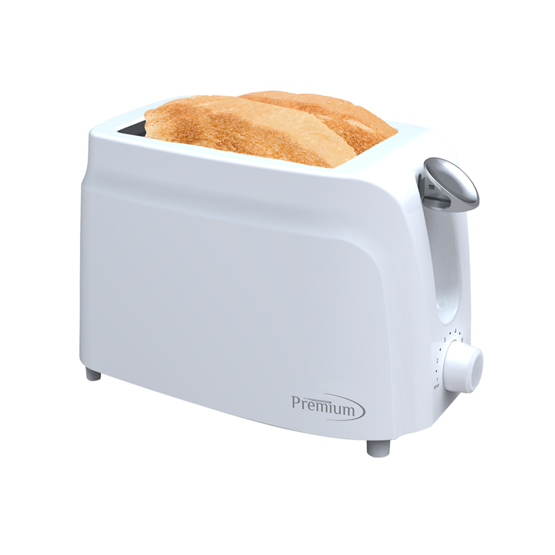 Tostadora Premium Blanca de 2 Rebanadas Carcasa de tacto frío Niveles de tostado ajustables 750W